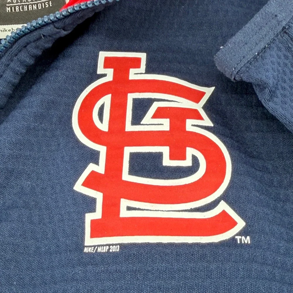 Nike Pullover Mens S Navy St. Louis Cardinals Therma-FIT 1/4 Zip Waffle Knit Top